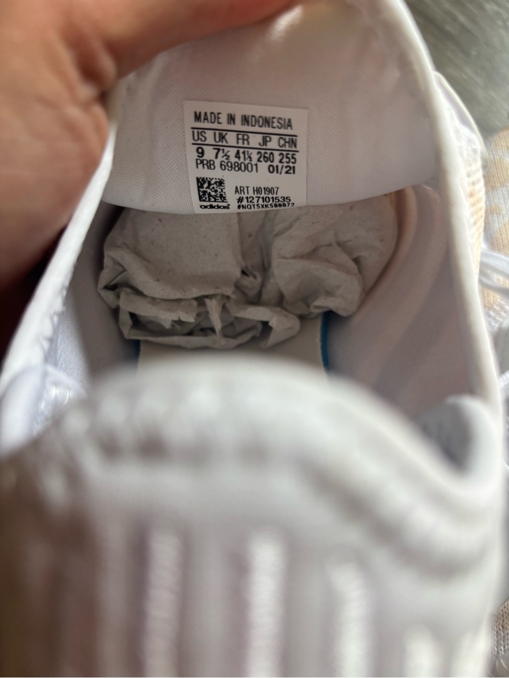 adidas Women's White and Pale Yellow Leopard-Pattern Athletic Sneakers - Picture 5 of 6